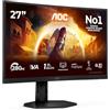 AOC Gaming Monitor C27G4ZXU 27 pollici, Curvo, 1920x1080, FHD, 280Hz, Fast VA Panel, 0.3ms MPRT, USB Hub, Speakers, (HDMI2x 2.0 DP 1x 1.4) Adaptive Sync, HDR10, FreeSync Premium, Nero