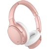 INFURTURE H1 Plus - Cuffie ibride con doppia alimentazione e cancellazione attiva del rumore, con modalità EQ, wireless, con 4 microfoni, 90 ore di autonomia, leggere, per casa, viaggi, ufficio (rosa)