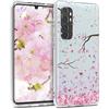 kwmobile Custodia Compatibile con Xiaomi Mi Note 10 Lite - Cover Silicone TPU - Protezione Back Case - Pioggia di petali rosa/marrone scuro/trasparente