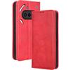 XINNI Cover per Nothing Phone (3a) Custodia, retrò Flip Magnetica Pelle PU/TPU Portafoglio, Rosso
