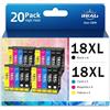 INK4U Cartucce d'inchiostro 18XL (confezione da 20) compatibili con Epson Multipack 18 XL cartucce per XP-322 XP-215 XP-205 XP-225 XP-305 XP-325 XP-422 XP-405 XP-415 XP-425 XP-315 XP-102