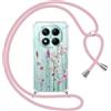 Yoedge Cover con Cordino per Xiaomi Redmi Note 14 Pro 5G/Poco X7 6,67, Trasparente Disegni Fiori Custodia con Collana Tracolla Laccio Collo, Sottile TPU Silicone + PC Case per Redmi Note 14 Pro,03
