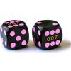 BESCON DICE Bescon - Dadi di precisione professionali ad angolo rotondo, 14,3 mm, con puntini colorati, dadi di precisione per backgammon, 14,3 mm (dadi neri con pois rosa)
