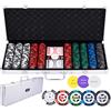Engelhart - 320920 - Set da Poker - Valigetta in Metallo Argentato con 500 Gettoni (14 g) Piccole Messe (1 a 100), 2 Set di Carte, 3 Bottoni da Croupier, 5 Dadi