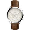 Fossil Orologio Neutra da uomo, movimento al quarzo con cronografo, cassa in acciaio inossidabile argentata di 44 mm e bracciale in acciaio inossidabile, FS5380, Marrone e bianco