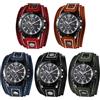 JewelryWe Orologio da Polso Punk Vintage: Orologio da Polso da Uomo Gotico Cinturino in Pelle con Quadrantini Finti