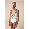 Calzedonia Costume Intero Bicolor Embroidery Bianco