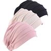 BYNYXI 3 Pezzi Turbante Beanie Chemo Berretto da Donna in Cotone Slouchy Copricapo per Cancro, Perdita di Capelli, Chemioterapia