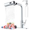 AVSIILE Rubinetto da cucina con spruzzatore estraibile, rubinetto cromato a cascata a foro singolo in acciaio inox, rubinetti per lavello da cucina moderni commerciali per lavelli da cucina con