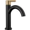 Delta Nicoli Matte Black/Brushed Gold Bathroom Faucet 1 Hole, Single Hole Bathroom Sink Faucet for Vanity, Push-Pop Drain Assembly, Matte Black/Champagne Bronze 15749LF-GZ