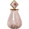 DRW Vaso decorativo da tavolo in vetro con coperchio in alluminio, rosa e oro, 34 x 19 x 19 cm
