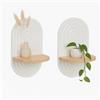 Relaxdays Mensole da Muro Stile Boho, Set 2 Scaffali a Parete, HLP: 33x20x15 cm, Ripiani in MDF e Legno, Naturale Bianco
