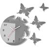 FLEXISTYLE Orologio da parete salotto tondo moderno FARFALLE grigio silenzioso 30 cm, made in EU