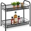 Relaxdays Scaffale Portaspezie a 2 Ripiani, Organizer da Tavolo da Cucina o Mensola Bagno per Make-Up, in Metallo, Nero