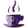 FLEXISTYLE Tazze Time for caffè (Tempo per Il caffè) Moderno Orologio da Parete da Cucina Viola 3D Romano, Decorazione da Parete