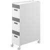 YAMAZAKI 10015 TOWER Carrello Porta Cestini a 3 Livelli con Ruote, bianco,Acciaio/Resina ABS/Nylon/Silicone, minimalistisch, 43 x 16,6 x 58 cm (L x L x A)