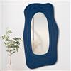Dmora - Specchio Tiete, Specchiera, Articolo d'arredo a muro, Decorazione con specchio, 90 x 4 h165 cm, Blu