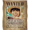 One Piece Monkey D.Luffy Wanted Poster Coperta super morbida al tatto setoso 152 X 127 Cm
