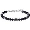COAI Bracciale da Uomo con Amuleto Portafortuna Occhio Turco e Perline di Ossidiana Nera, Bracciale Ossidiana Nera con Charm Malocchio da Uomo
