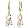 Belons Orecchini da donna in argento Sterling 925 con zirconi cubici a forma di gatto pendenti per donne e ragazze, argento/oro champagne, Argento sterling Zirconia cubica, zirconia cubica