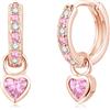 Bewenda Orecchini in argento 925 per bambini, ragazze, donne, orecchini a cerchio in argento 925, piccoli con ciondolo a forma di cuore, zirconi, ipoallergenici, da appendere, con confezione regalo