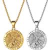 JewelryWe Arcangelo Michele - Collana da uomo in acciaio inox, con ciondolo a forma di medaglia di San Michele Protect Us cattolico, amuleto religioso, Acciaio inossidabile