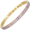 RIZILIA Bracciale Tennis Statement Donna Zirconi Viola Ametista Taglio Princess 3mm Placcato Oro Giallo 14K Regolabile 16,5-19cm Gioielli Eleganti per Occasioni Speciali Regalo per Lei