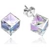 Aeravida Lt.Pink Crystal Prisma Cubi .925 Silver Post Orecchini | Regalo per donne | Orecchini pendenti in argento sterling | Orecchini da donna | Orecchini pendenti in cristallo alla moda, Zirconia