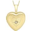 CARISSIMA Collana da Donna in Oro Giallo 9 ct con Medaglione Cuore Inciso con Diamantino su Catena di 46 cm/18