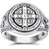 ADMETUS Anello di San Benedetto in argento sterling 925, regalo religioso per uomo, misura anello 16,6 - 23,8, 66(21), Argento sterling, Nessuna pietra preziosa
