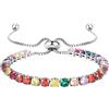 JewelryWe Bracciale da Donna Regolabile Tennis con Zircone Lucido Perline Braccialetto Eleganza Moderna Regalo per Donna, San Valentino