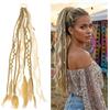 Bafiwu Dreadlocks Extension con elastico per capelli, lunghezza 61 cm, boho dreadlock con perle, coda di cavallo istantanea da donna (bianco)