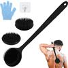 LOPHE Spazzola per il Corpo, 3 Pezzi Spazzola Scrub Corpo in Silicone a Doppia Faccia, Spazzola Schiena a Lunga con Guanto Esfoliante, Esfoliazione per Lavare la Schiena Unisex(Nero)