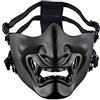 AOUTACC Airsoft Mezza maschera facciale, mostro demone malvagio Kabuki Samurai Hannya Oni maschera protettiva mezza faccia maschera palla mascherata, festa, Halloween (nero)