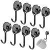 KARELLS 8 pezzi Ganci Magnetici Potente, 16mm Ganci Magnetici Extra Resistenti, Gancio Magnetico, Magnete Con Ganci, Neodimio, Calamite Potenti, per Cucina, Camera da Letto, Ufficio, Nero