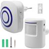 Leikurvo Allarme di passaggio senza fili: campanello di ricarica con 1 ricevitore elettronico plug-in e 1 rilevatore di movimento PIR, rilevatore di passaggio, campanello con sensore di movimento