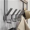 GLDFYYDS Appendiabiti da porta, 6 ganci sopra la porta, piega fino a 4,5 cm, salvaspazio, per bagno, corridoio, cucina, senza foratura, colore: nero