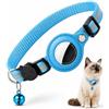 Generico - Collare Gatto AirTag Blu Premium | Supporto INOX Avvitato Anti-Strangolamento | 19-32cm 15g