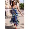Desigual, vestito asimmetrico stampato, Donna, Blu, L