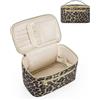 Wandering Nature Borsa cosmetica da donna, da viaggio, grande borsa per trucco, organizer con scomparto per spazzole, beauty case, in pelle PU, portatile, leopardo