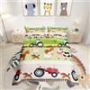 Loussiesd Bambini Cartoon Farm Animali Biancheria da letto Singolo Bambino Carino Trattori Biancheria da Letto Set per Bambini Agriturismo Country Style Copripiumino Set Colorato Camera Decor Natura Tema