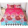 Loussiesd Copriletto bohémien per letto 230x220cm, decorazione etnica vintage floreale con 2 federe con cerniera, in morbida microfibra stile esotico, 3 pezzi