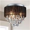SHRINE Lighting Lampada da Soffitto in Cristallo K9, Design Moderno, Ideale per Camera da Letto, Soggiorno, Sala da Pranzo, D33 x H28cm, Portalampada E14*3, Paralume in Tessuto Nero e Struttura in Fin