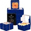 Gcardist Tiefes Blau Bäckerei Boxen con Finestri 15 Pezzi 10,1 x 10,1 x 6,3 cm Mini Scatola per Biscotti Macaron Boxen Piccole Donute da Regalo per Feste (10,2 x 10,2 x 6,3 cm)