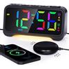 ROCAM Sveglia vibrante con allarme forte, sveglia digitale RGB per dormienti profondi e sordi, grande display con giorno della settimana, doppio allarme, volume regolabile e luminosità, USB, luce