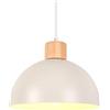 iDEGU Lampada a Sospensione Retrò 25CM LED Lampada a Soffitto in Legna Metallo Moderna Lampadario Stile Scandinavo a Semicerchio Plafoniera per Soggiorno Sala da Pranzo Camera da Letto (Bianco)
