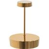 Zafferano, Swap Mini con Finitura Oro Lucido, Lampada da Tavolo Ricaricabile e Senza Fili con Controllo Touch, Utilizzabile come Lampada da Interni, Dimmer a Step, 2200-3000 K, Altezza 14,8 cm