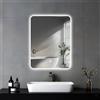JAMUBOCHE Specchio da bagno a LED per sopra il lavandino, 45 x 60 cm, specchio da bagno elettrico con luci retroilluminate per doccia e rasatura, montaggio a parete, dimmerabile, illuminazione a 3