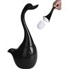 Happy Fox Scopino e supporto, base in ceramica con manico lungo cigno per accessori per la pulizia del bagno (nero)