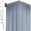 TWSOUL Astina per tenda da doccia pieghevole con tenda da doccia (1,5x1,8M), con foratura, astina montata a parete per tenda da bagno, regolabile, impermeabile, forma L/U a forma di scala, forma dritta (asta